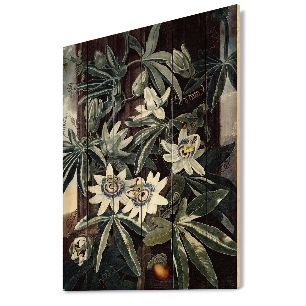 Designart - Vintage Flowers I - Traditional Print on Natural Pine Wood